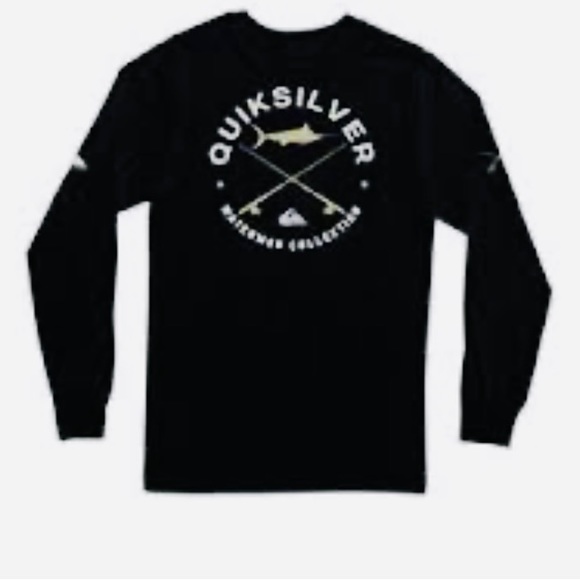 NWT Quiksilver Waterman Men's Long Sleeve Hook T-Shirt Black Size Medium - Picture 1 of 5